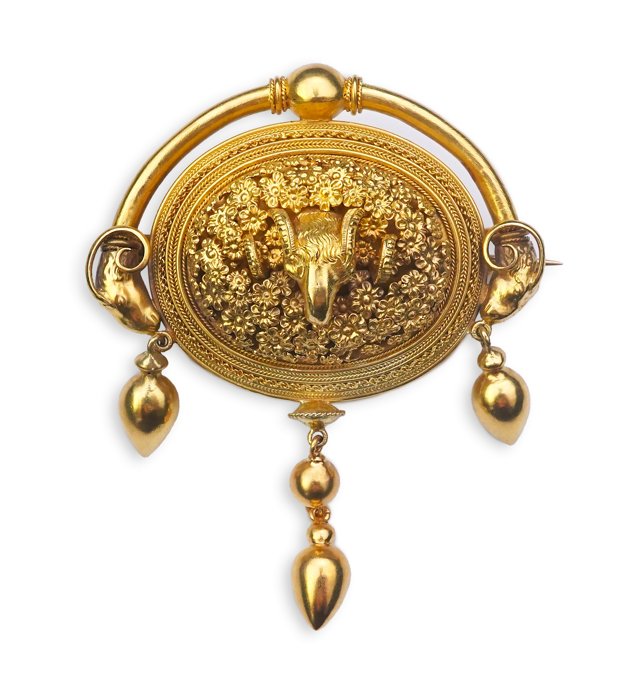 An Archaeological Revival gold brooch, Papal States, 1860s